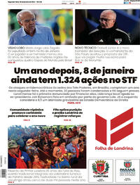 Capa do jornal Folha Londrina 08/01/2024