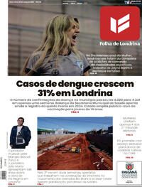 Capa do jornal Folha Londrina 08/03/2024