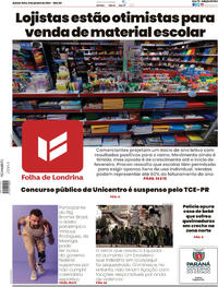 Capa do jornal Folha Londrina 11/01/2024