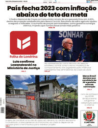Capa do jornal Folha Londrina 12/01/2024