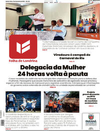 Capa do jornal Folha Londrina 15/02/2024