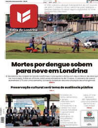 Capa do jornal Folha Londrina 15/03/2024
