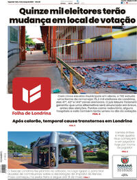 Capa do jornal Folha Londrina 18/03/2024