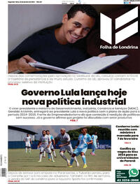 Capa do jornal Folha Londrina 22/01/2024