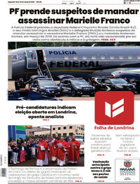 Capa do jornal Folha Londrina 25/03/2024