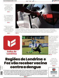 Capa do jornal Folha Londrina 26/01/2024