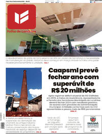 Capa do jornal Folha Londrina 27/02/2024