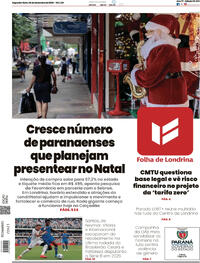 Capa do jornal Folha Londrina 08/12/2025