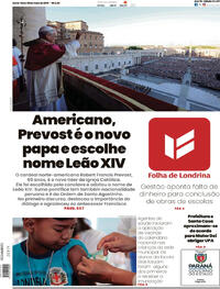 Capa do jornal Folha Londrina 09/05/2025