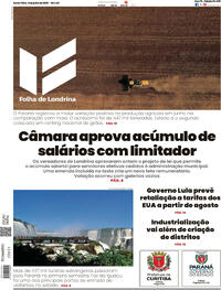 Capa do jornal Folha Londrina 11/07/2025