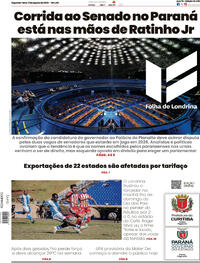 Capa do jornal Folha Londrina 11/08/2025