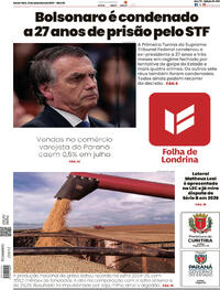 Capa do jornal Folha Londrina 12/09/2025