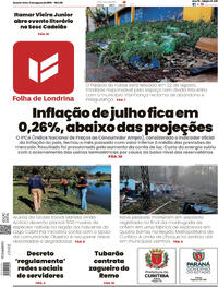 Capa do jornal Folha Londrina 13/08/2025