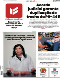 Capa do jornal Folha Londrina 15/05/2025