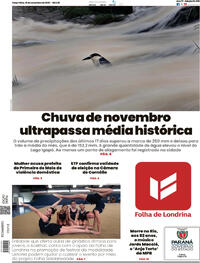 Capa do jornal Folha Londrina 18/11/2025