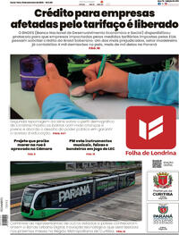 Capa do jornal Folha Londrina 19/09/2025