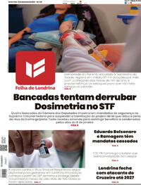 Capa do jornal Folha Londrina 19/12/2025