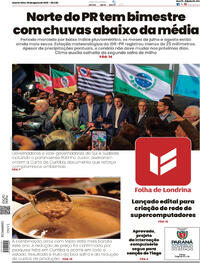 Capa do jornal Folha Londrina 20/08/2025
