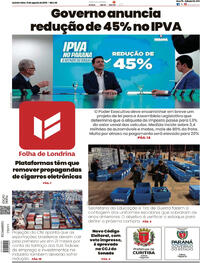 Capa do jornal Folha Londrina 21/08/2025