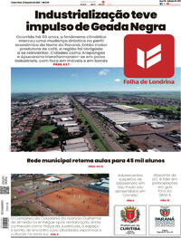 Capa do jornal Folha Londrina 22/07/2025