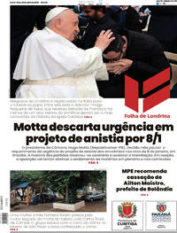 Capa do jornal Folha Londrina 25/04/2025