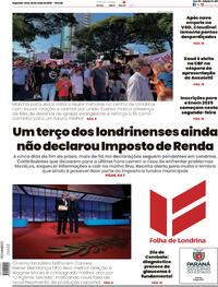 Capa do jornal Folha Londrina 26/05/2025