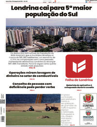Capa do jornal Folha Londrina 29/08/2025