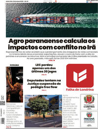 Capa do jornal Folha Londrina 05/03/2026
