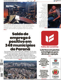 Capa do jornal Folha Londrina 06/01/2026