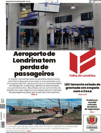 Capa do jornal Folha Londrina 12/01/2026