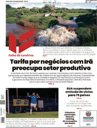 Capa do jornal Folha Londrina 15/01/2026