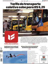 Capa do jornal Folha Londrina 16/01/2026
