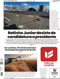 Capa do jornal Folha Londrina 24/03/2026