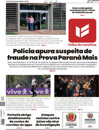 Capa do jornal Folha Londrina 26/03/2026
