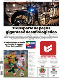 Capa do jornal Folha Londrina 26/06/2026