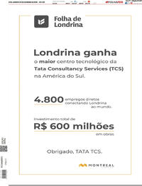 Capa do jornal Folha Londrina 31/01/2026