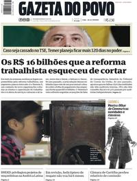 Capa do jornal Gazeta do Povo 30/05/2017