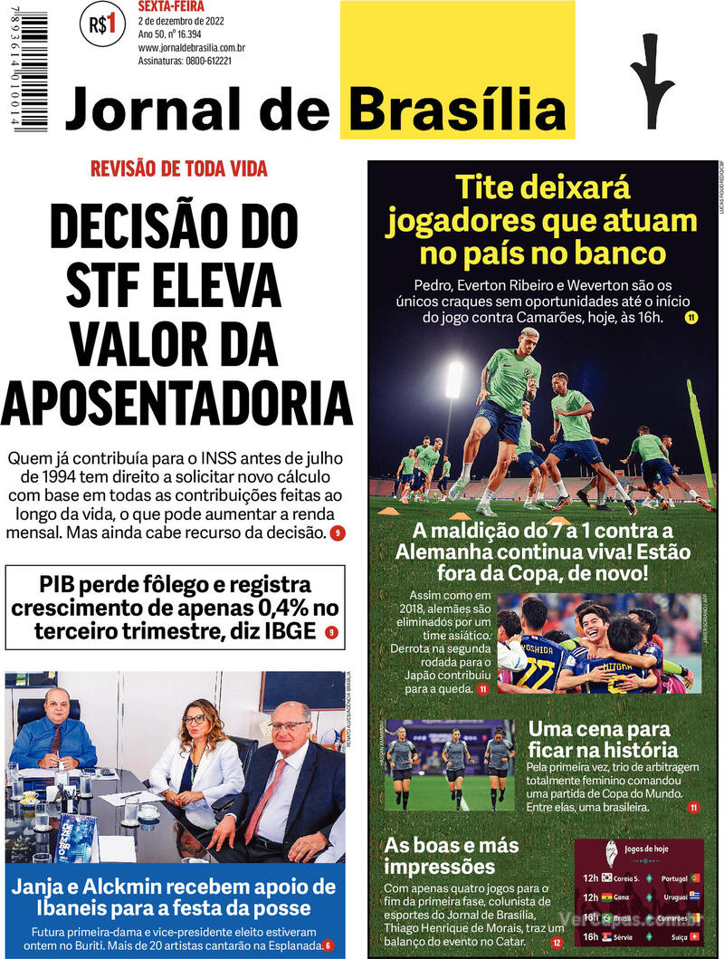 Capa Jornal De Brasília Quinta 1 De Dezembro De 2022 2868