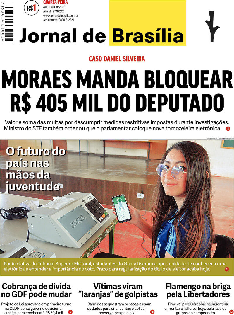 Capa Jornal De Brasília Edição Quarta 4 De Maio De 2022 