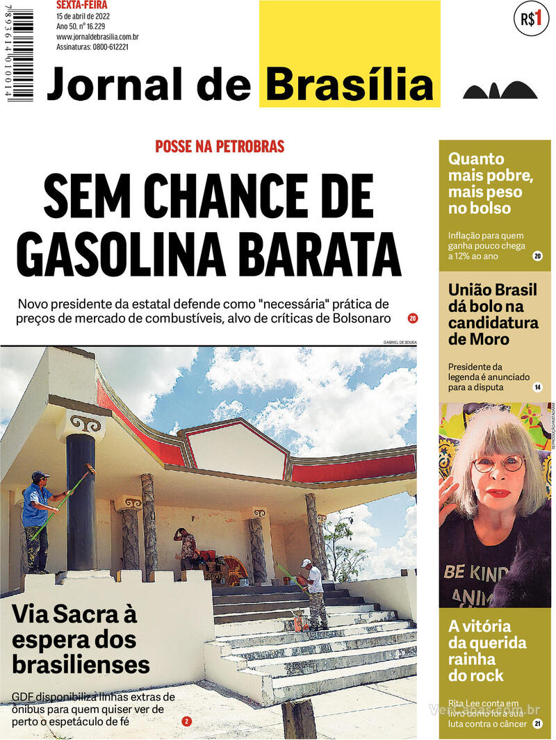 Capa do jornal Jornal de Brasília 15/04/2022