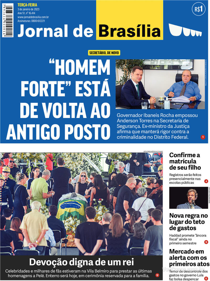 Capa Jornal De Brasília Edição Terça 3 De Janeiro De 2023 9691