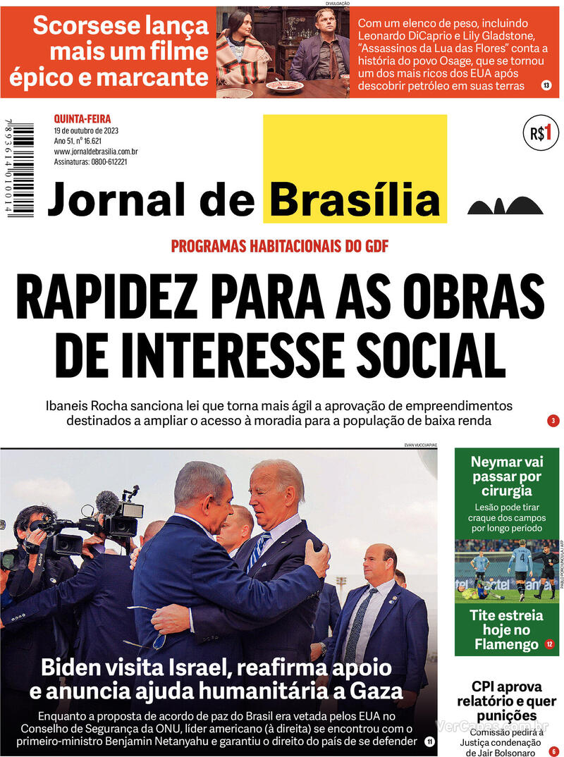 Capa do jornal Jornal de Brasília 19/10/2023