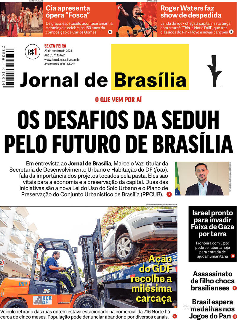 Capa do jornal Jornal de Brasília 20/10/2023