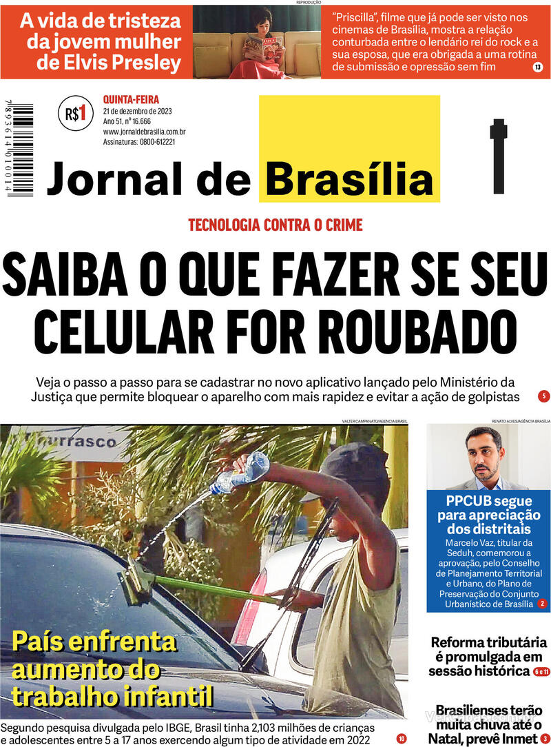 Capa Jornal De Brasília Edição Quinta21 De Dezembro De 2023 8833