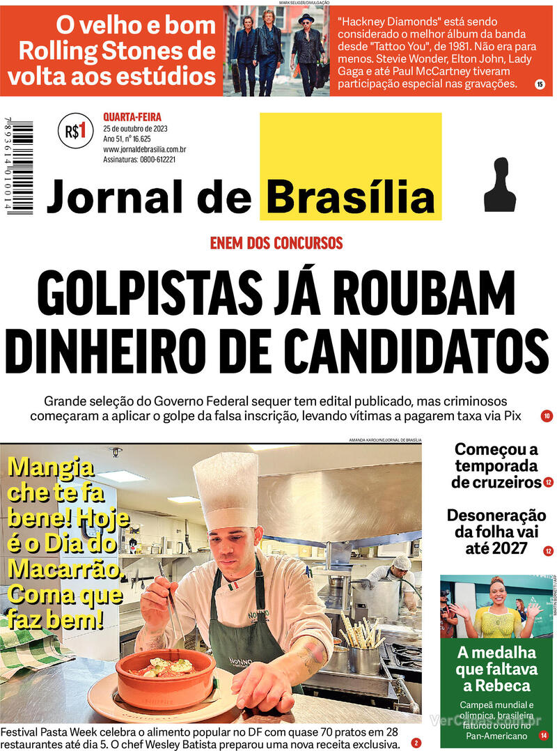 Capa do jornal Jornal de Brasília 25/10/2023