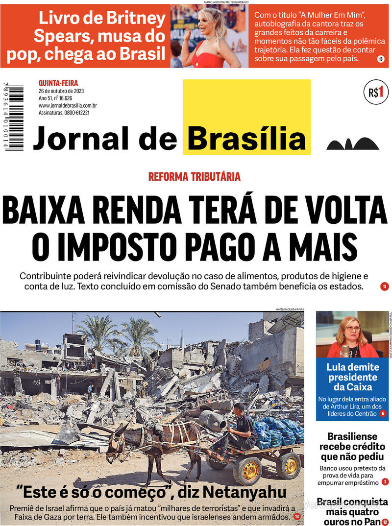 Capa do jornal Jornal de Brasília 26/10/2023