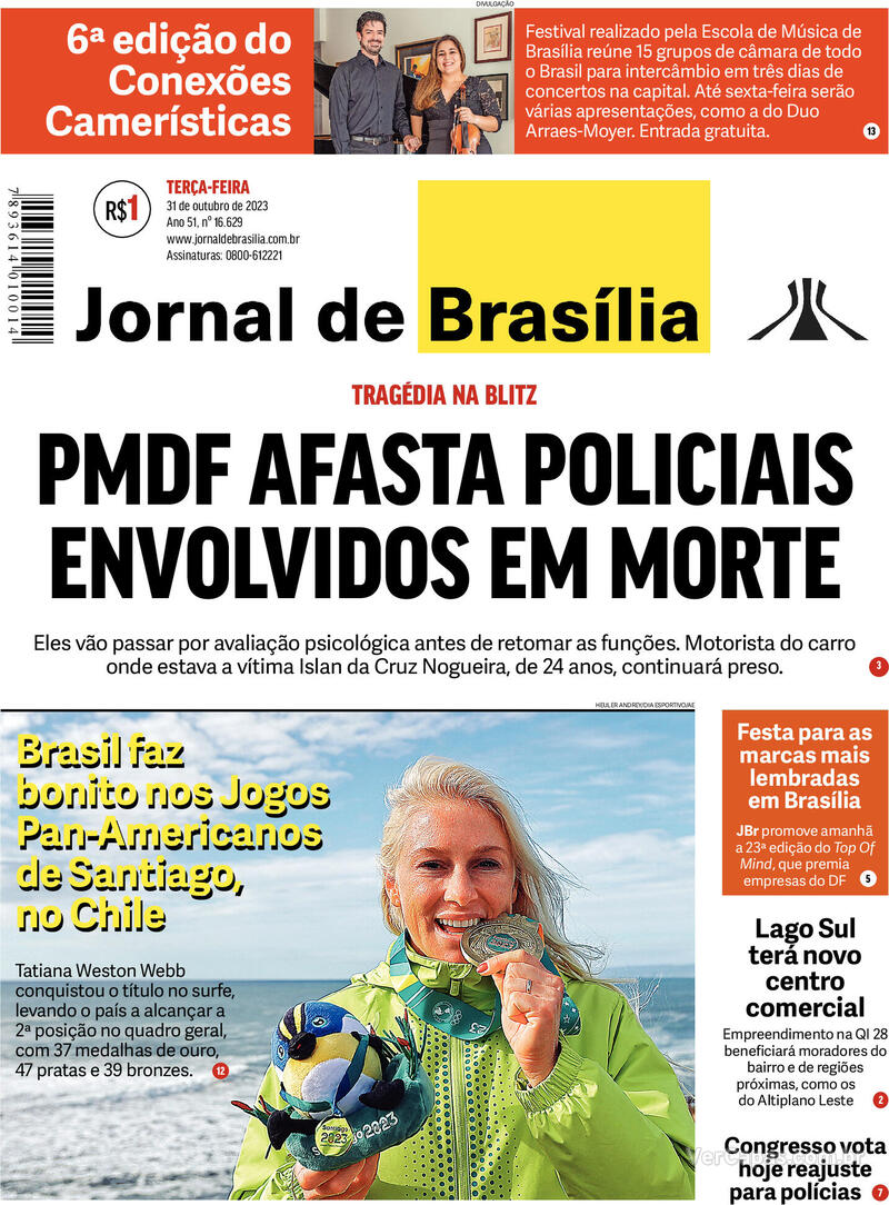 Capa do jornal Jornal de Brasília 31/10/2023