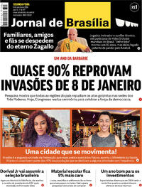 Capa do jornal Jornal de Brasília 08/01/2024