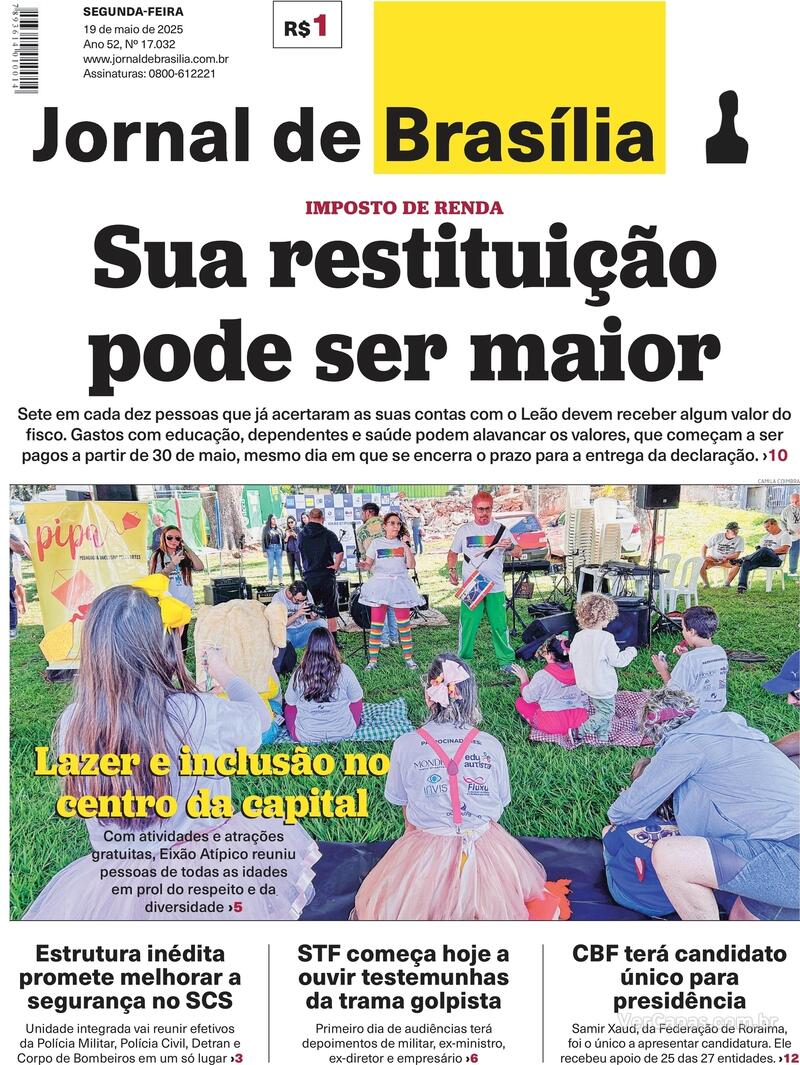 Capa do jornal Jornal de Brasília 19/05/2025