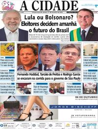 Capa do jornal Jornal A Cidade de Votuporanga 01/10/2022